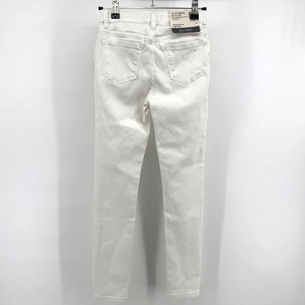 DL1961 Jeans Chloe Skinny Kids Size 10 White Exposed High Rise Button Fly Pants